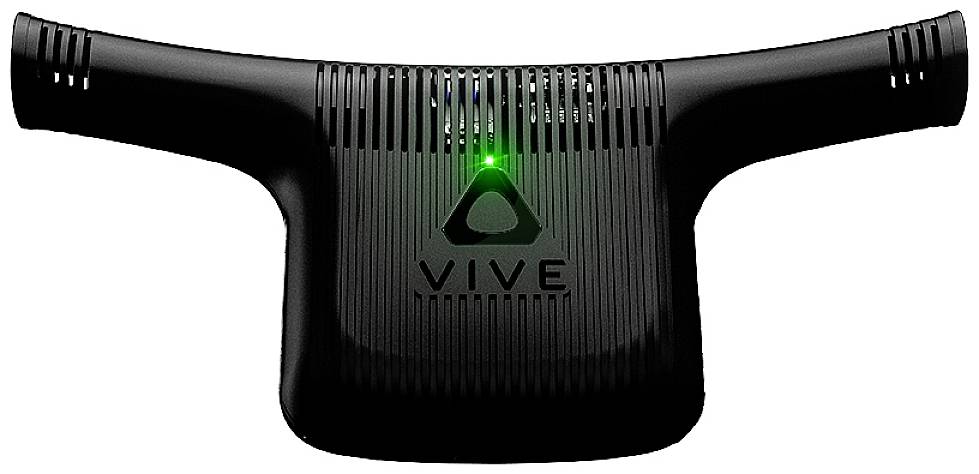A black, rectangular radio receiver with a VIVE logo and a green LED indicator in the centre.