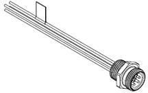 Technical drawing of a cylindrical connector with multiple cables, showing detailed connection and cable structure.
