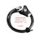 A black cable lock with combination lock, length 1.8 m, diameter 1 cm. Supplied with four keys.
