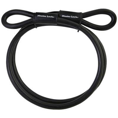 A black security lock cable with two loops at the ends. 'Master Lock' marking on the loops.