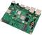 A green main circuit board with multiple ports, including USB ports and HDMI. In the centre is a processor with a Raspberry Pi logo.