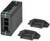 A rectangular black enclosure with two removable mounting brackets. Suitable for electronic devices.