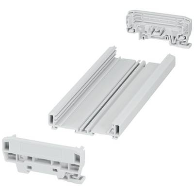 Plastic components for furniture rail, consisting of a rail body and two end caps, which enable smooth drawer guidance.