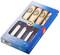 Holzspan Chisel Set in a blue packaging with a transparent window. Four chisels with wooden handles and visible Kirsch logo.
