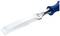 The image shows a chisel with a blue handle and a shiny metal blade, on which '2cut' is written, for woodcarving.