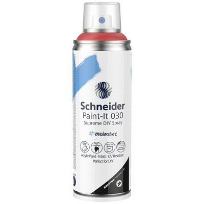 Spray can 'Schneider Paint-It 030' for DIY projects. Contains matte, UV-resistant acrylic paint. Blue and white design.
