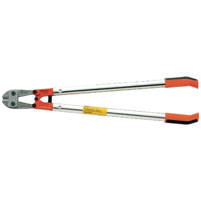 Bolt cutters with red handles and a silver cutting head, suitable for cutting through metal rods or heavy wires.