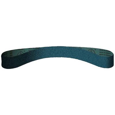 A long, blue sandpaper belt, formed into a closed loop, possibly used for sanding machines.