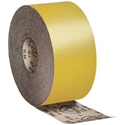 A yellow sandpaper roll with 'P80' printed on it, used for smoothing surfaces.