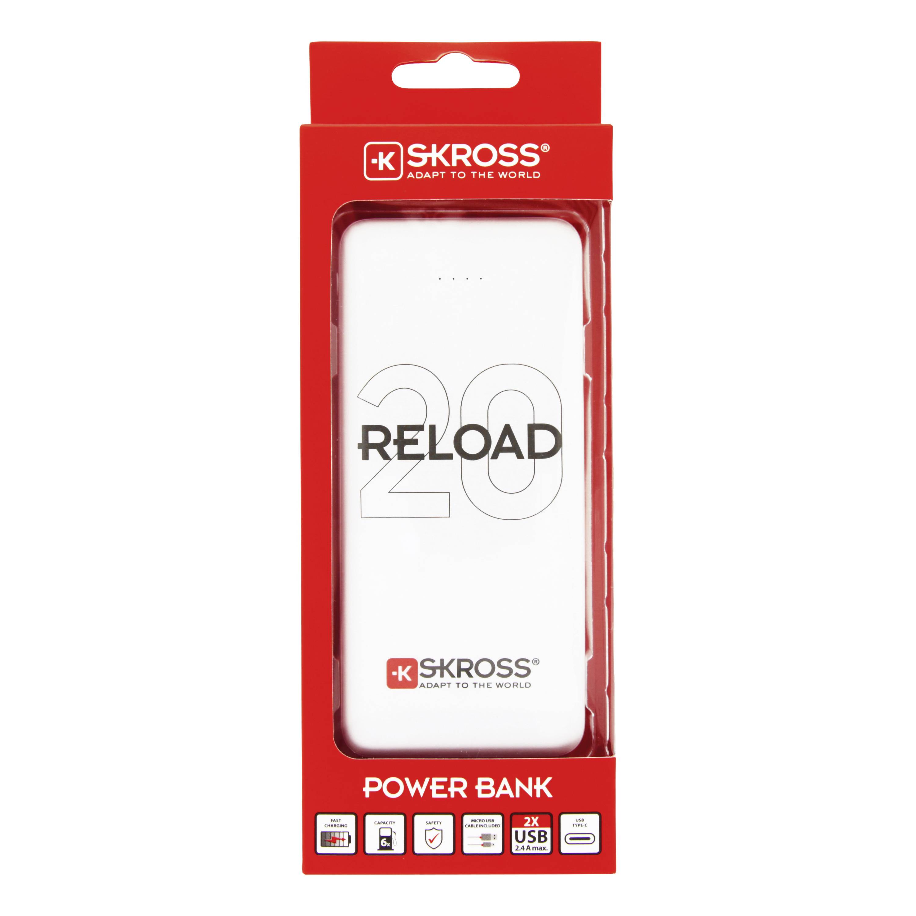 Skross Reload 20 Power bank 20000 mAh Li-ion White Status display-2