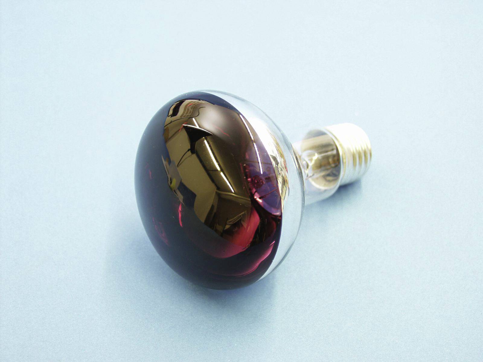 A light bulb with a red illuminant on a blue background, symbolising energy and light in a modern design.