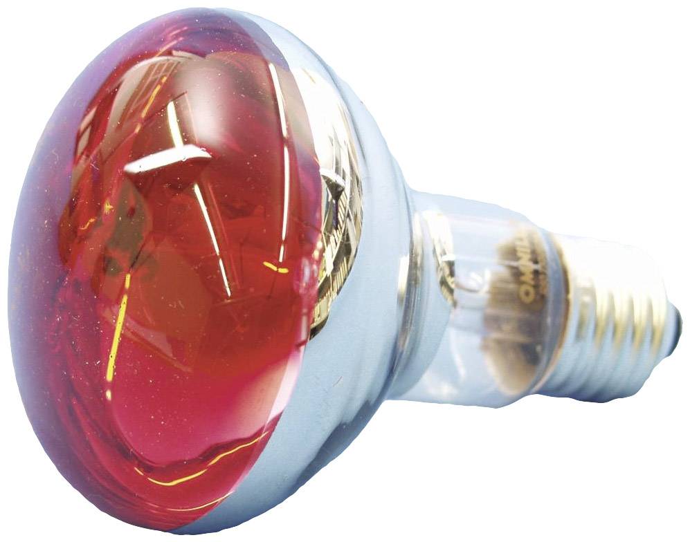 A red light bulb with a silver base, suitable for heating applications in terrariums or for animal observation.