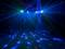 Light effects in a dark room, with colourful laser beams shining across the dance floor, creating a vibrant atmosphere.