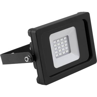 Black LED floodlight with 16 luminous diodes, mounted on an adjustable metal bracket, suitable for outdoor lighting.