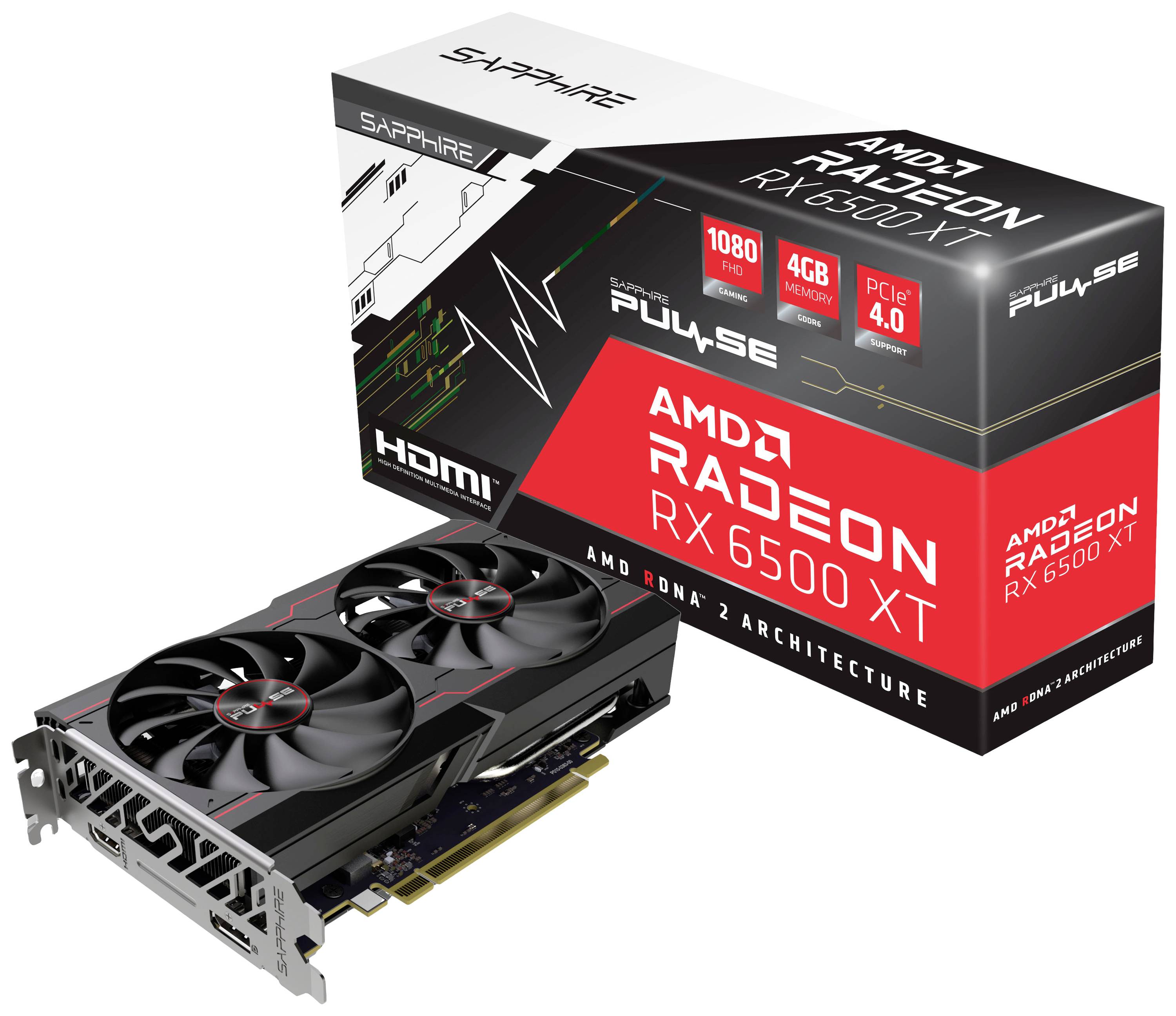 Sapphire GPU AMD Radeon RX 6500 XT Pulse 4 GB GDDR6 RAM PCIe x16 DisplayPort, HDMI™ AMD | Conrad.com