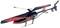 Toy helicopter in black and red with main and tail rotor.
