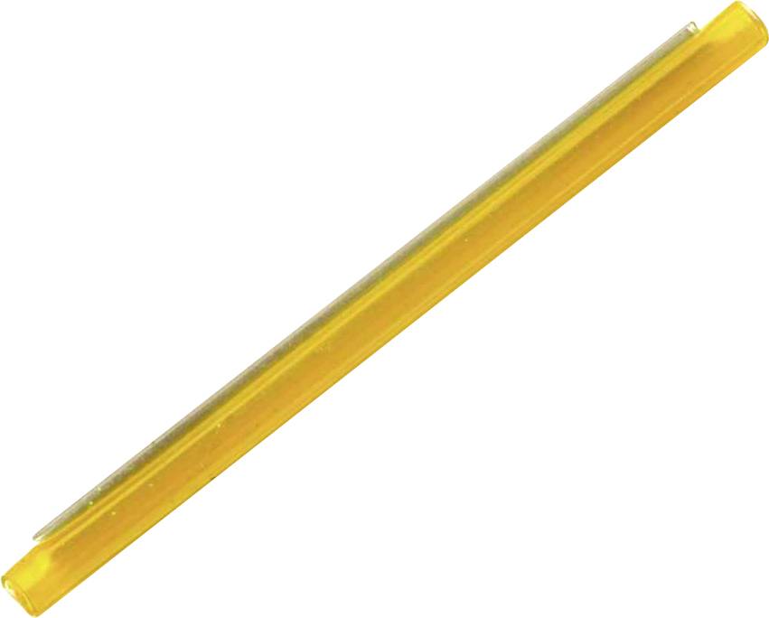 A yellow drinking straw lies diagonally on a white background.