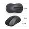Wireless optical mouse by Hama in black. Top view with scroll wheel, side view below. Dimensions: 6.3 cm, 4 cm, 11.2 cm.