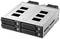 A hard drive bay with four drive bays, viewed from the side. Suitable for mounting in a computer case.