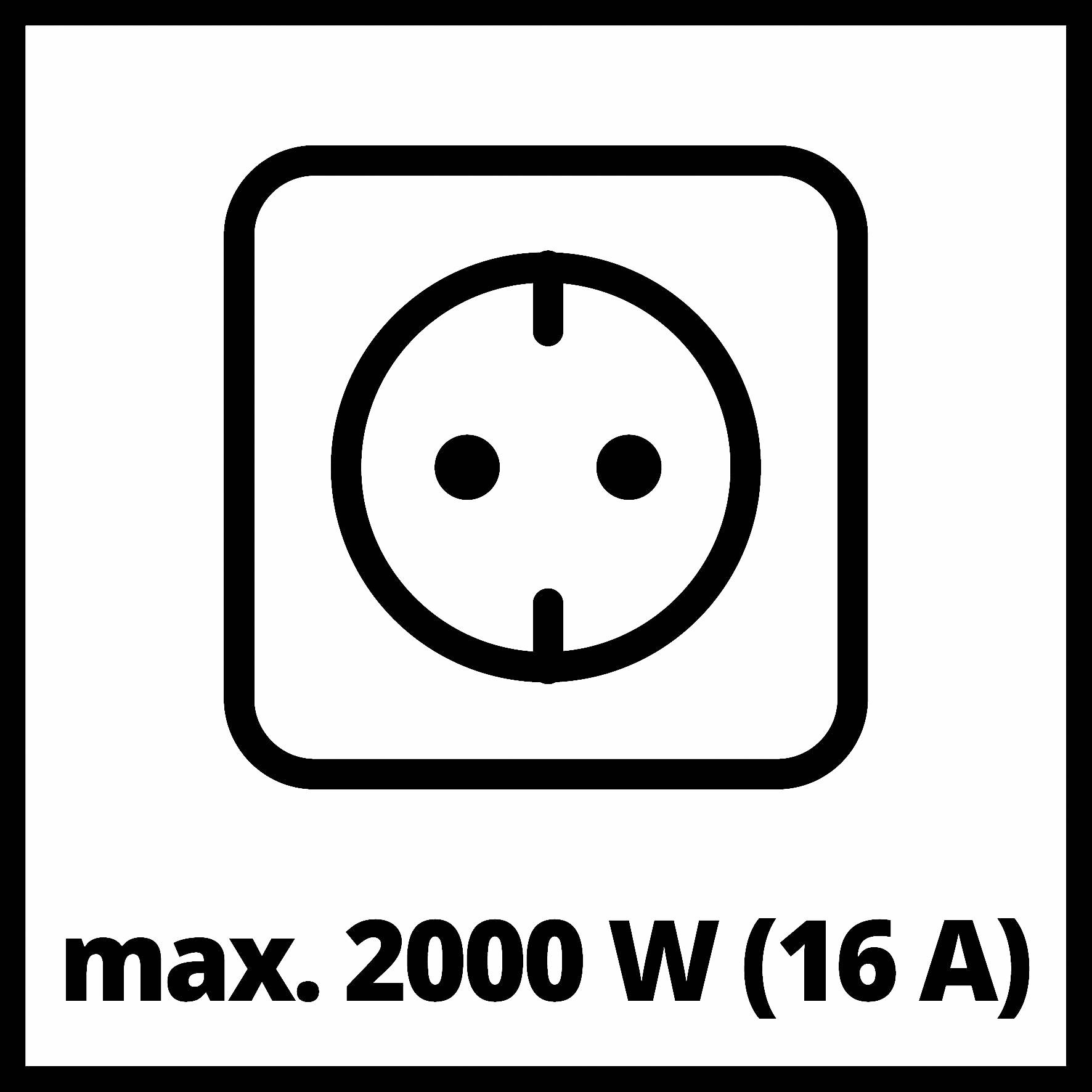 'Symbol of a power socket with the inscription: max. 2000 W (16 A).'