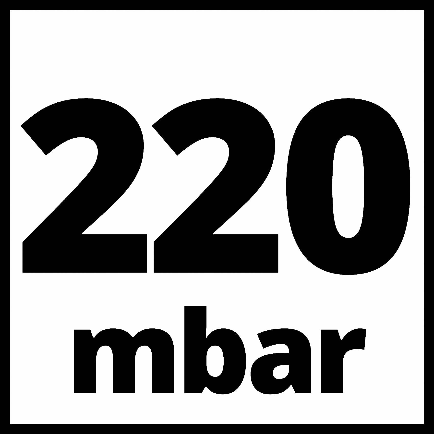 '220 mbar' in black text on a white background.