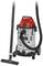 Wet and dry vacuum cleaner with red lid and silver body. Includes suction tube, hose and floor nozzle. Suitable for versatile cleaning tasks.