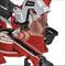 'Einhell mitre saw with red casing and black handle, suitable for precise woodworking.'