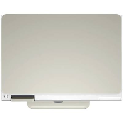 A blank whiteboard with a pen tray beneath it.