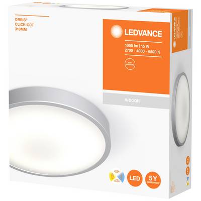 The packaging shows a round LED ceiling light by Ledvance with a light output of 1000 lumens and adjustable colour temperature (2700-6500 K).