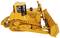 A yellow bulldozer, side view, with a distinctive shovel blade and tracked drive, suitable for construction work.