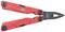 Red multi-functional tool with plier head and multiple tool options. Ideal for versatile use during repairs and outdoor activities.