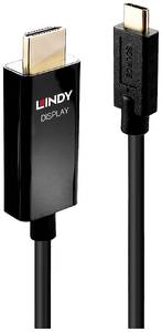 LINDY  Cable USB-C® plug, HDMI-A plug 2.00 m Black 43292 4K UHD HDMI cable