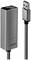 'USB 3.0 to Gigabit Ethernet Adapter in Grey. Shows a USB plug and a LAN port on a rectangular housing.'