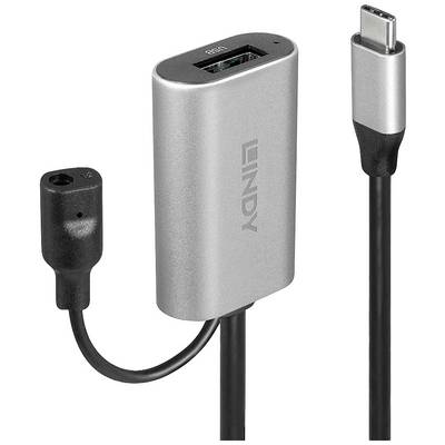 'Lindy USB-C to USB and 3.5 mm Audio Adapter', shows adapter with USB-C plug and connections for USB and audio cable.