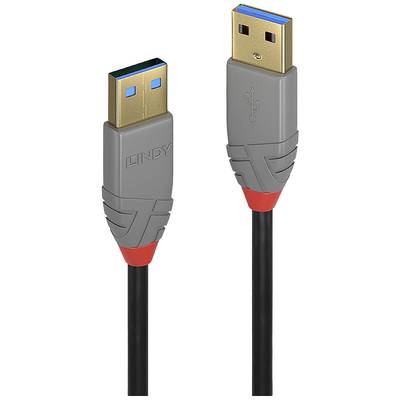 LINDY USB cable USB 3.2 1st Gen (USB 3.0 / USB 3.1 1st Gen) USB-A plug, USB-A plug 3.00 m Black, Grey 36753