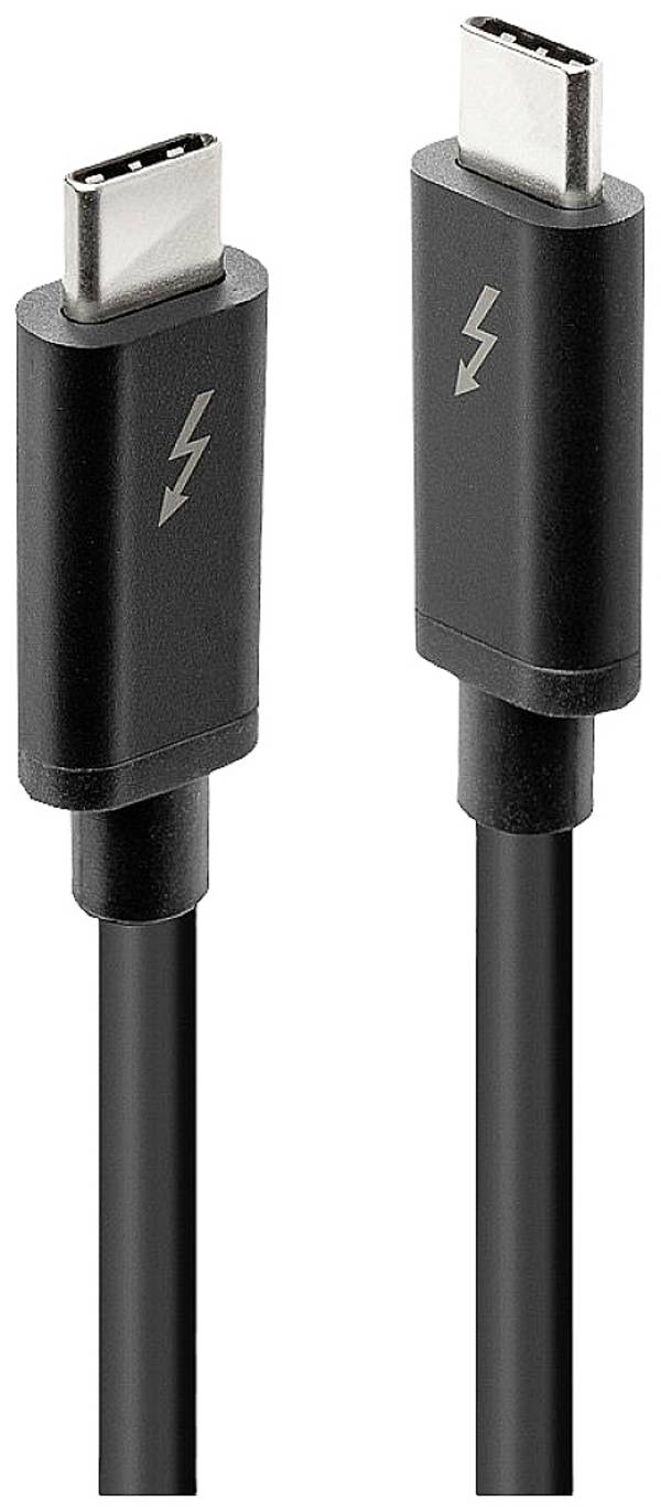 MicroConnect Thunderbolt cable Thunderbolt™ 3 USB-C® plug, USB-C® plug 1.00 m Black incl. USB TB3010