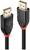 Two black DisplayPort cables with gold-plated connectors and red inserts, suitable for transmitting video and audio signals.