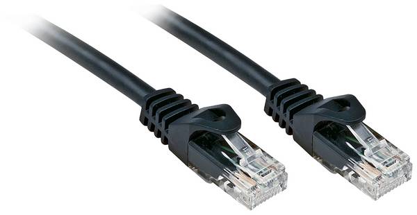 LINDY 48192 RJ45 Patch cable CAT 6 U/UTP 1.00 m Black gold plated connectors 1 pc(s)