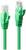 Two green Ethernet cables with transparent plugs, used for data transmission in networks.