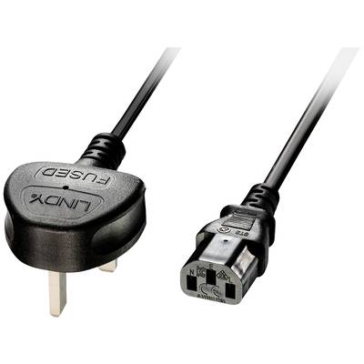 'Image of a network cable with UK plug on the left and IEC plug on the right, used for connecting devices to power sources.'