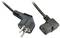 Black network cable with European Schuko plug on one side and IEC C13 socket on the other side, for electrical appliances.
