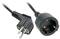 A black network cable with a European Schuko plug and Schuko socket, used for power connections in Europe.