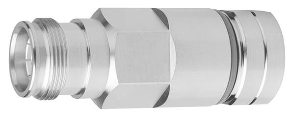 A silver metal threaded connector, used for hydraulic or pneumatic connections in technical systems.