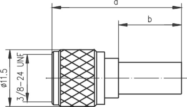 Technical drawing of a cylindrical plug with thread '3/8-24 UNF' and diameter 11.5 mm, length 'b'; detailed dimensions shown.