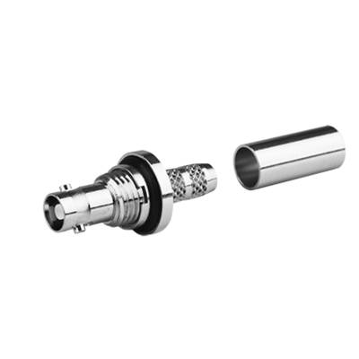 Close-up of a metal connector with threading, sealing ring, and mesh-like grip.