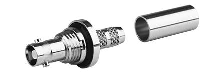 Metal connecting piece with knurled pattern and sealing ring, isolated on white background.