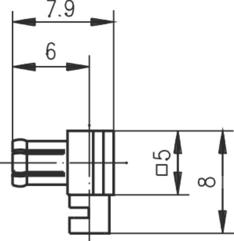 Technical drawing of a component with dimensions: 7.9 mm and 6 mm width, 5 mm diameter and 8 mm height.