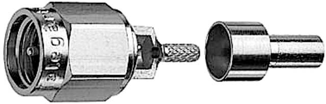 A coaxial plug with its outer casing removed reveals the exposed cable end with shielding and inner pin.