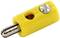 A yellow connection adapter with a metal screw, commonly used for electrical connections.
