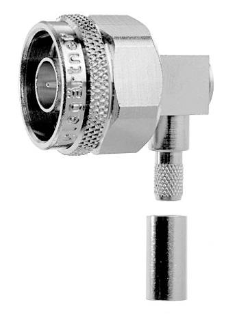 Metallic connector with a removable, knurled screw connection and an insertable plug element, for cable connections.
